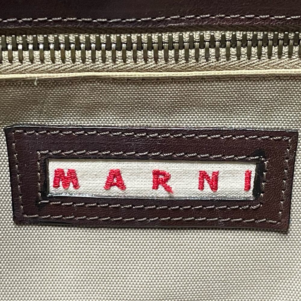 Marni Brown Raffia & Glossy Leather Woven Large Shoulder Bag - Picture 8 of 9